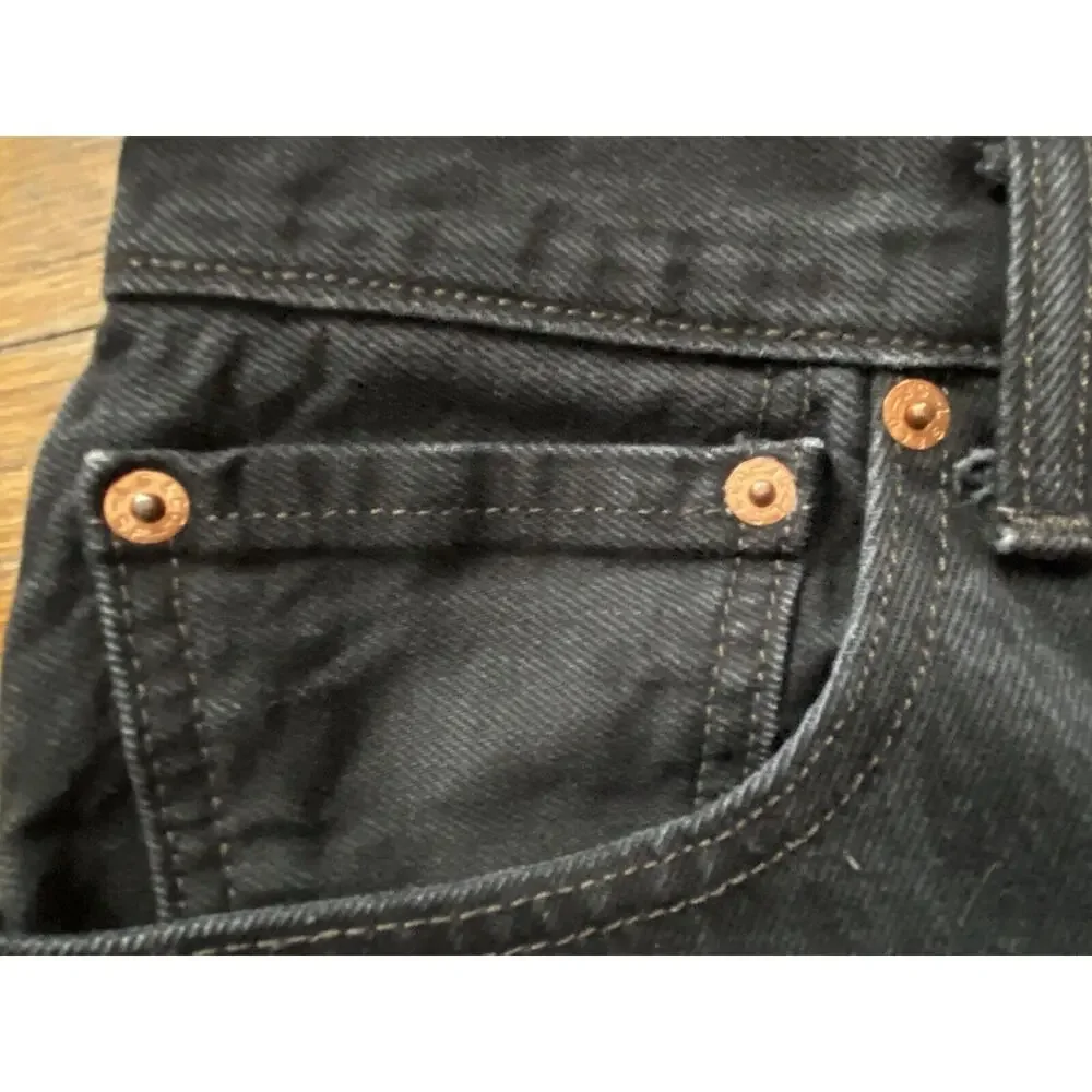 LEVI’S 501 Black Distressed Button-Fly Jeans sz 34 X 36